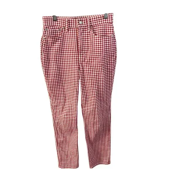 Madewell The Perfect Vintage Jean 26 Women’s Gingham Check Rosy Hibiscus - Picture 2 of 6